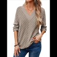 thumbnail image 1 of Camisa de Larga de Otoño para Mujer, Cuello en V, Jersey de Punto, Túnica, Camisa Formal Informal para Mujer Gris M, 1 of 7