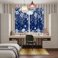 thumbnail image 5 of Navy Blue Coastal Kitchen Curtains 84 Inch Length, Starfish Coral Ocean Conch Sea Nautical Grommet Top Bedroom Living Room Curtains, Light Filtering Cafe Curtain Drapes 2 Panels Set 104''x84'', 5 of 9
