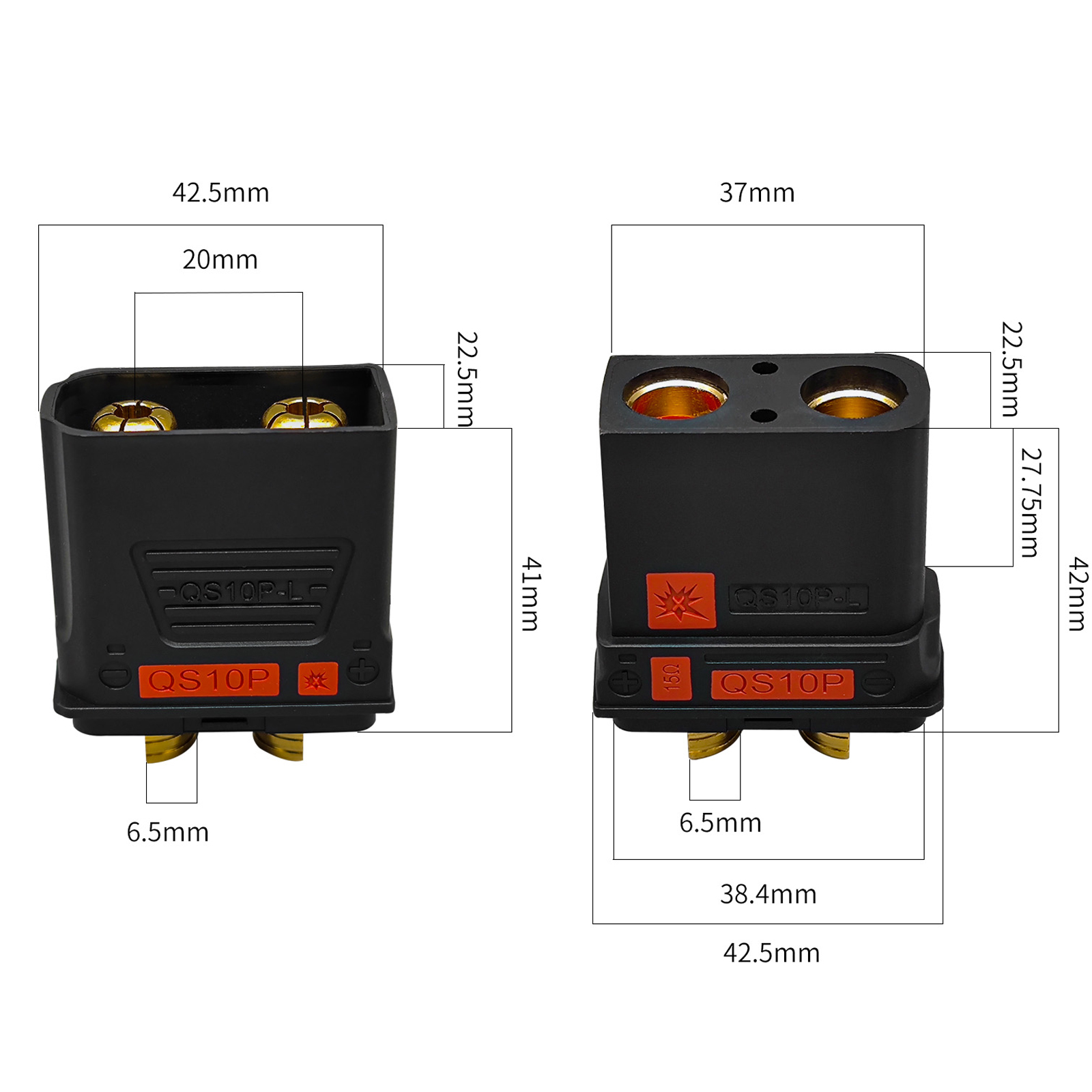 210A High-Current QS10 Series Battery Connector Terminal Anti-Ignition Electric Vehicle Battery Terminal 4-10AWG Male Female Power Charging Plug Power Supply Charging Connector