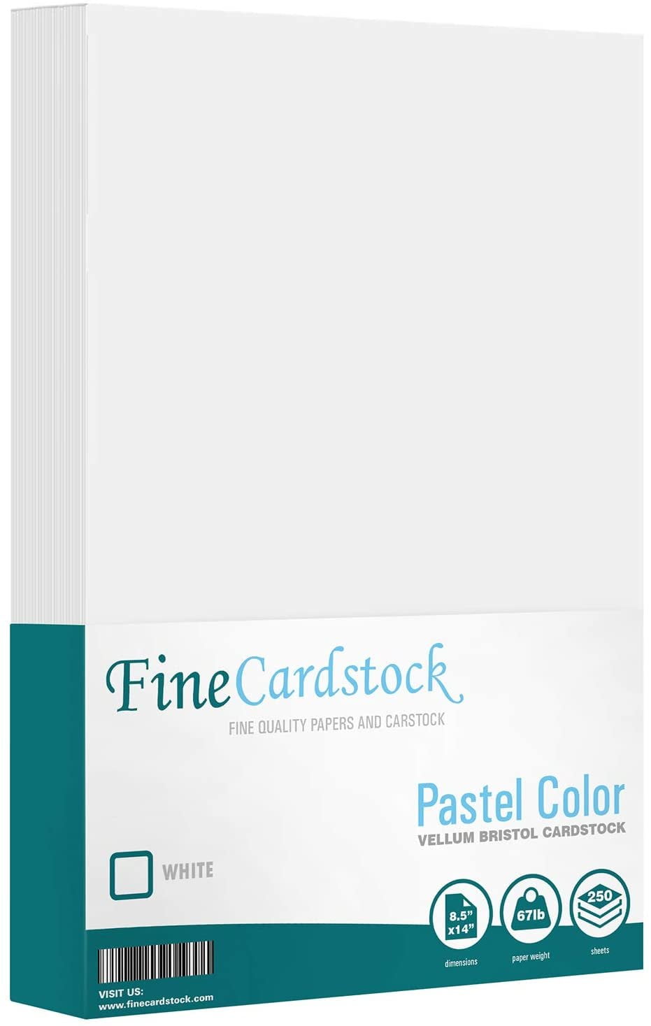 Color Cardstock Paper 67 Vellum Bristol, Sizes: 8.5 x 11 | 11 x 17 | 8.5 x 14 |1 Ream of 250 Sheets per Pack. (8.5 x 14, White)