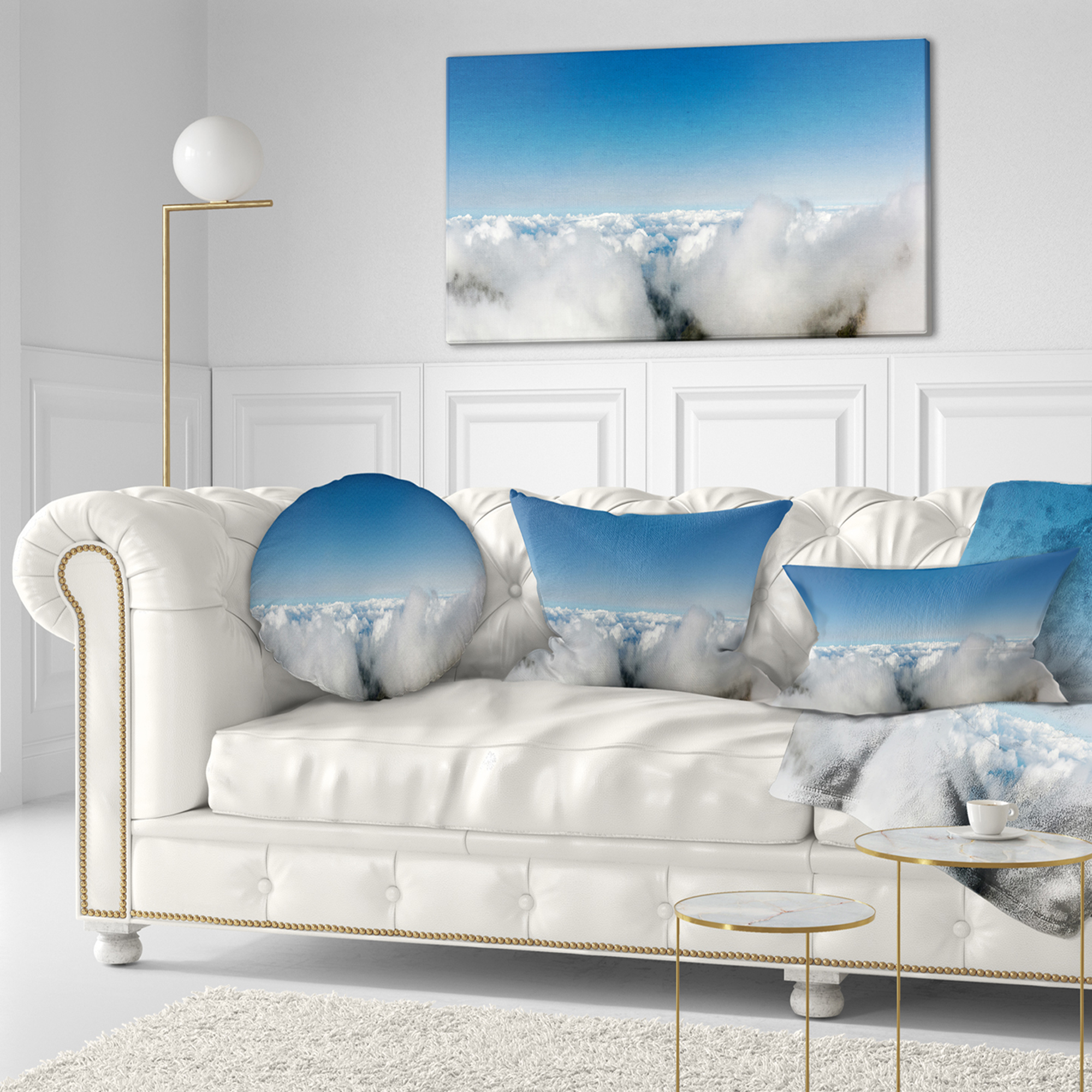Designart 12" x 20" Blue Polyester Throw Pillow