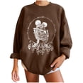 thumbnail image 1 of Sudadera extragrande de lana de manga larga con cuello redondo y estampado de calavera para mujer Pompotops  gfhjh16675, 1 of 5