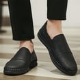 thumbnail image 5 of Men's Casual Leather Loafer Shoes Slip On Soft Breathable Handmade Stitching Fashion Shoes Lightweight Driving Dress Shoe Black 7 US, 5 of 7