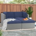 thumbnail image 4 of SOLAURA 4-Piece Outdoor Daybed Patio Gray Wicker Sectional Sofa Set with Navy Blue Cushions, 4 of 7