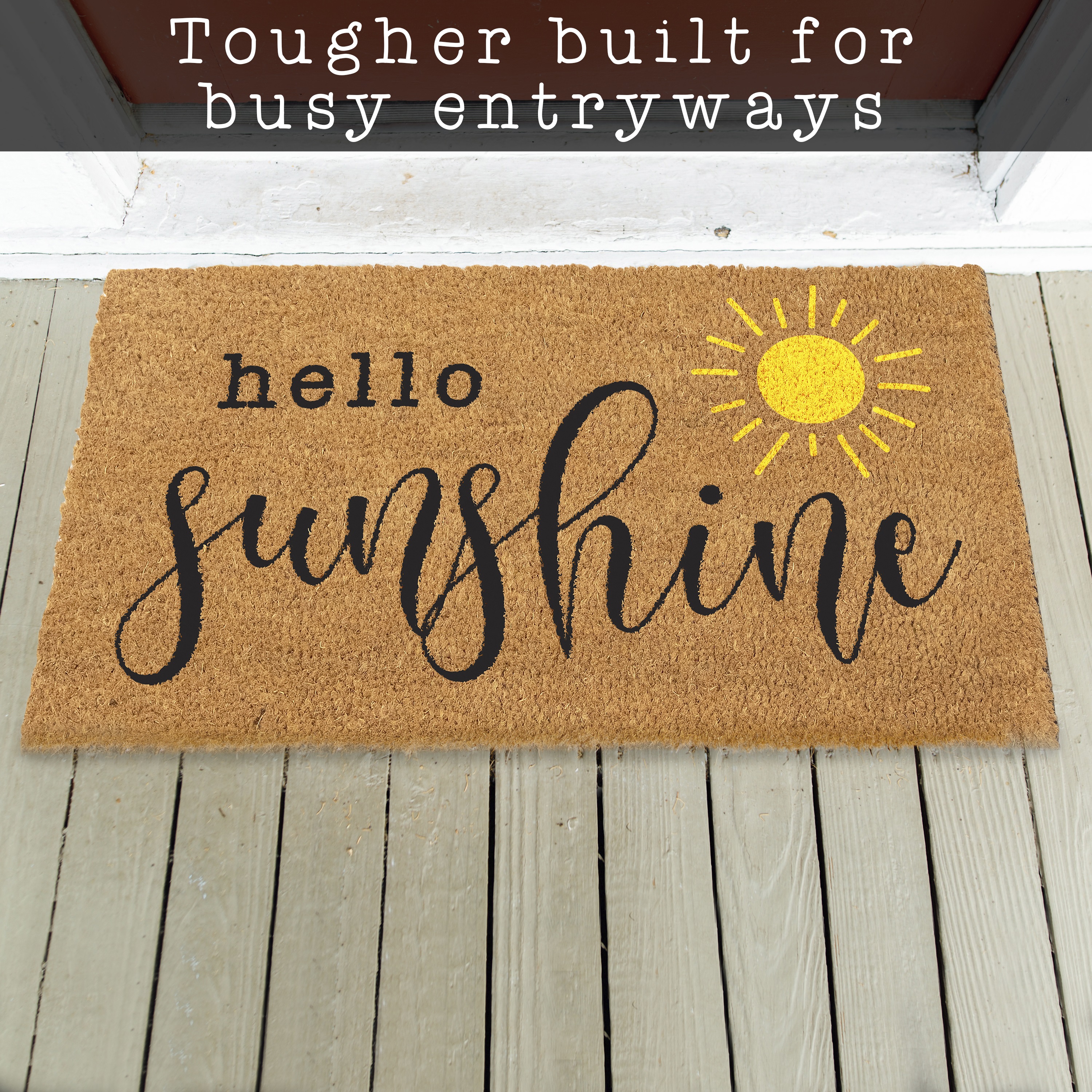 MAINEVENT Hello Sunshine Doormat 30x17 Inch, Summer Outdoor Welcome Mat for Outside