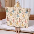 thumbnail image 5 of Beige Princess Leaf Pattern Hooded Bath Towel，50"x30" for Ages 3 To 12 Kids, Quick Dry Lightweight Soft Microfiber Hood Beach Towel Cover Up for Kids, 5 of 7