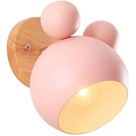 

Pink Children s Bedroom Wall Light Macaron Wood Design for Reading Aisle & Decor Creative Personality Lamp Nordic Chic