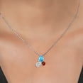 thumbnail image 3 of 925 Silver and 10K Yellow Gold Swiss Blue Topaz and Lab Grown Diamond and Red Garnet Pendant Necklace for Women | 2.57 Cttw | Pear Shape 8X6MM | Oval 7X5MM | Round 5MM | with 18 inch Chain, 3 of 4