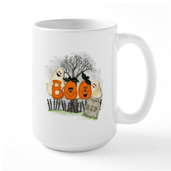 CafePress - BOO Mug - 15 oz Ceramic Large White Novelty Mug