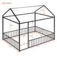thumbnail image 4 of Bellemave Full Size Montessori House Bed, Metal Floor Bed with Guardrails and Roof, Playhouse for Kids Teens Girls Boys (Black), 4 of 8