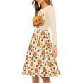 thumbnail image 2 of FKELYI Fall Pumpkin Women Dress Size L Leisure Women's Wear to Work Dresses Midi Breathable Thanksgiving Maple Leaf Twirl Swing Dresses, 2 of 4