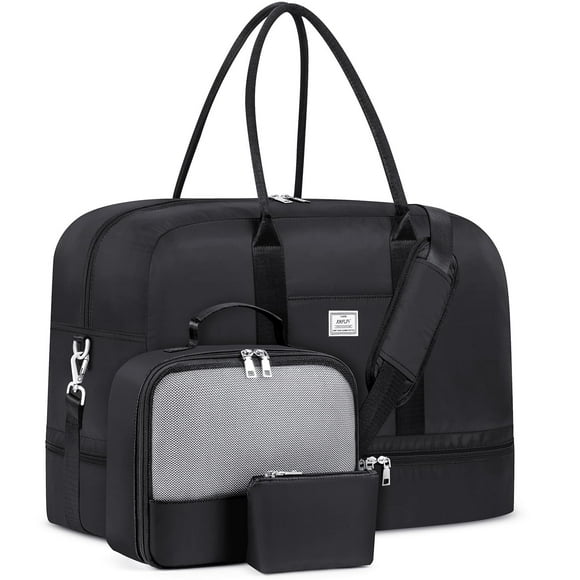 Bolsas de fin de semana para mujer, bolsa de viaje grande de lona, bolsa de viaje con compartimento para zapatos, 21 pulgadas, juego de 3 piezas