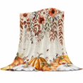 thumbnail image 7 of Fleece Blanket Retro Thanksgiving Pumpkin Blankets, Soft Cozy Warm Flannel Throw Blanket, Eucalyptus Leaves Flowers Blanket for Bed Couch Sofa,30x40In, 7 of 7