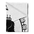 thumbnail image 2 of Queen Soft Flannel Fleece Blanket, Profile Silhouette of Princess in Frame with Victorian Details Young Noble Woman, Cozy Plush for Indoor and Outdoor Use, 50" x 60", Black and White, by Ambesonne, 2 of 5