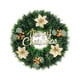 thumbnail image 3 of Guirnalda de decoración navideña, corona navideña para colgar en la puerta, invierno, decoración tres flores doradas, 3 of 9