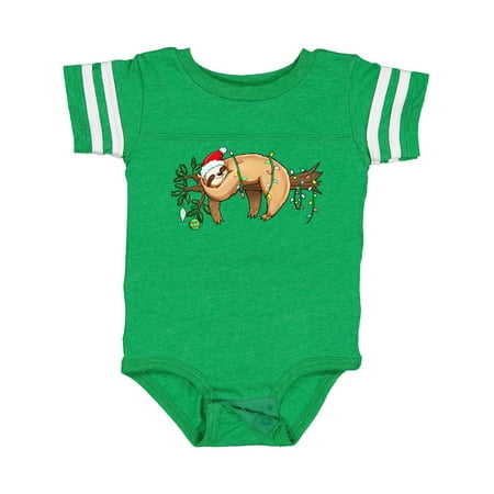 

Inktastic Cute Christmas Sloth Sleeping on Branch with Colorful Lights Gift Baby Boy or Baby Girl Bodysuit