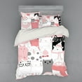 thumbnail image 2 of Ambesonne Cat Bedding Set 3 Pcs, Funny Kittens Humor Doodle, Twin, Pale Pink White Black, 2 of 3