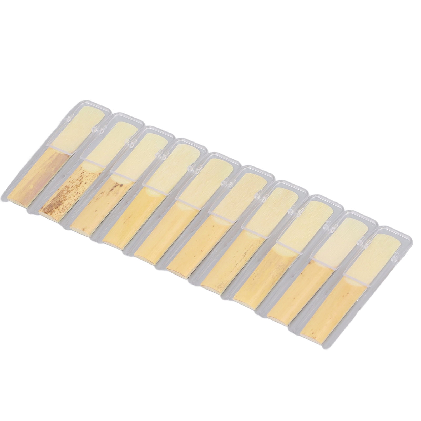 Xirurus 10 Pack Professional Bb Soprano Saxophone Reeds 2.5 Strength Traditional Woodwind Instrument Accessories with Individual Plastic Storage Boxes for Beginners Students and Pro Players
