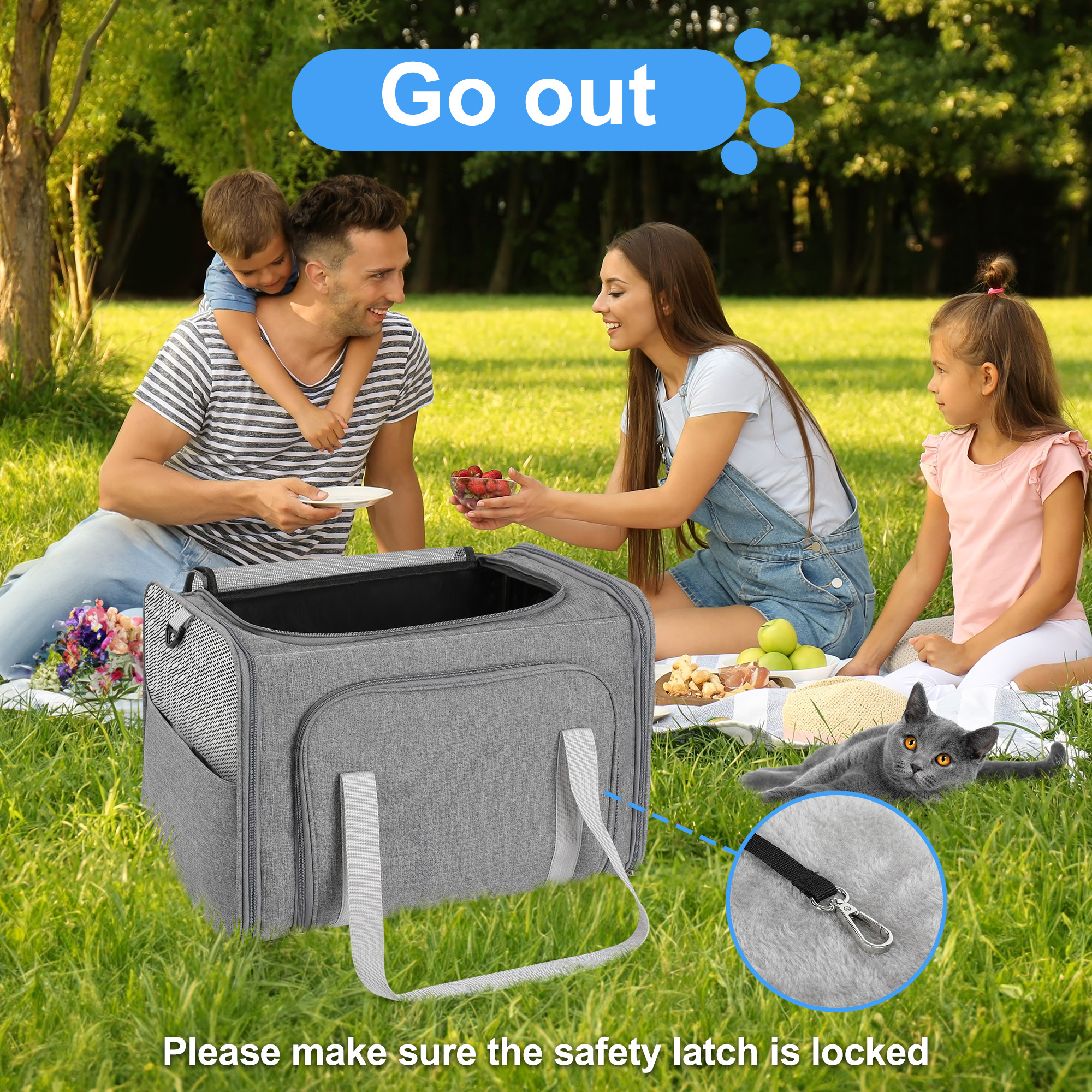 Monasem Portable Cat Carrier, Soft-Sided, Gray photo 3