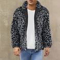 thumbnail image 2 of Lovskoo Men's Faux Fur Coat Winter Warm Fashion Leopard Long Sleeve Hooded Casual Outwear Jackets Blue, 2 of 6