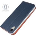 thumbnail image 5 of iPhone XR Genuine Cowhide Leather Wallet Case,Headset Winder,Flip Folio Magnetic Closure,Card Holder Slots,Kickstand,Cash Pockets Wrist Strap Cover Case for iPhone XR,6.1",Dark Blue, 5 of 17
