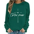 thumbnail image 5 of GuzomFashion Festive Womens Green Christmas Cross Heart Graphic Sweatshirt - 100% Polyester Loose Fit Round Neck Long Sleeve Religious Casual Pullover,Size M, 5 of 5