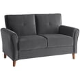 thumbnail image 4 of Lexicon Dunleith Tufted Velvet Upholstered Loveseat in Gray and Walnut, 4 of 9