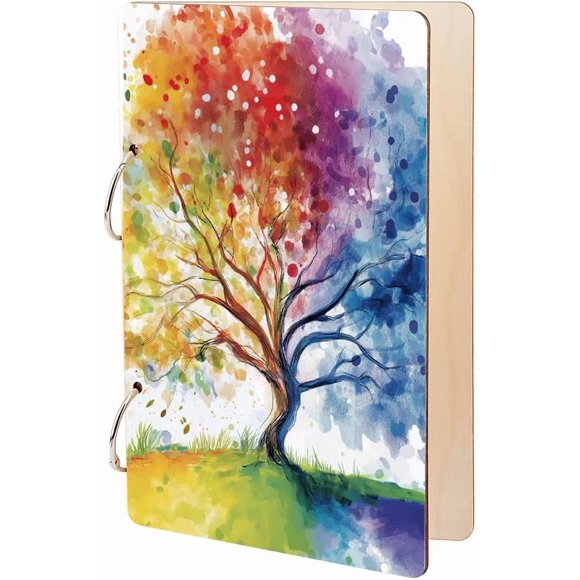 Tree Greeting Card Holder Organizer Seasons Tree of Life Wooden Card Keeper Binder Birthday Cards Keeper Photo Album Cover Graduation Wedding Planner Journal Keepsake Gifts
