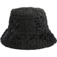 thumbnail image 2 of CoCopeaunts Splicing Color Bucket Hat Women Fashion Trend Fisherman Hat Lambswool Personality Versatile Winter Warm Basin Cap, 2 of 8