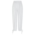 thumbnail image 6 of DHFJKG Harem Linen Pants Women Lightweight Loose Fit Elastic Waist Solid Color Ankle-Tied Beach Pants With Pockets Trendy Trousers, 6 of 8
