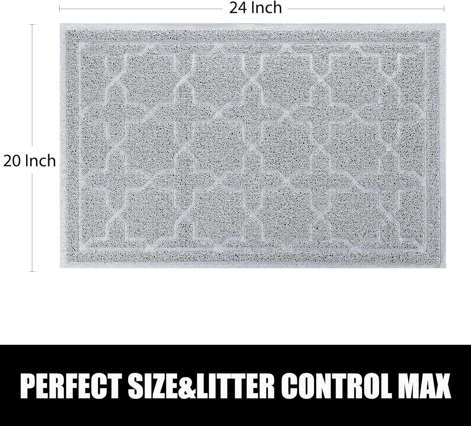 Litter Mat, 24"x20" Litter Mat with Litter Lock Mesh, Soft  Litter Mat Litter Trapping Mat, Easy to Clean, Non-Slip, Water Resistant, Litter Free Floors, Grey