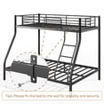 thumbnail image 6 of Twin Over Full Size Bunk Bed Frame with Safety Guard Rails and Ladder, Heavy Duty Metal Bunk Bed for Bedroom, Apartment, Dorm, No Box Spring Needed, Easy Assembly, Mattress Not Included, Black, 6 of 7