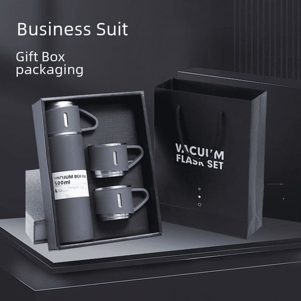 Regalos de empresa termo taza traje una taza de tres tapa caja de regalo traje termo taza 304 taza de acero inoxidable regalo de mano