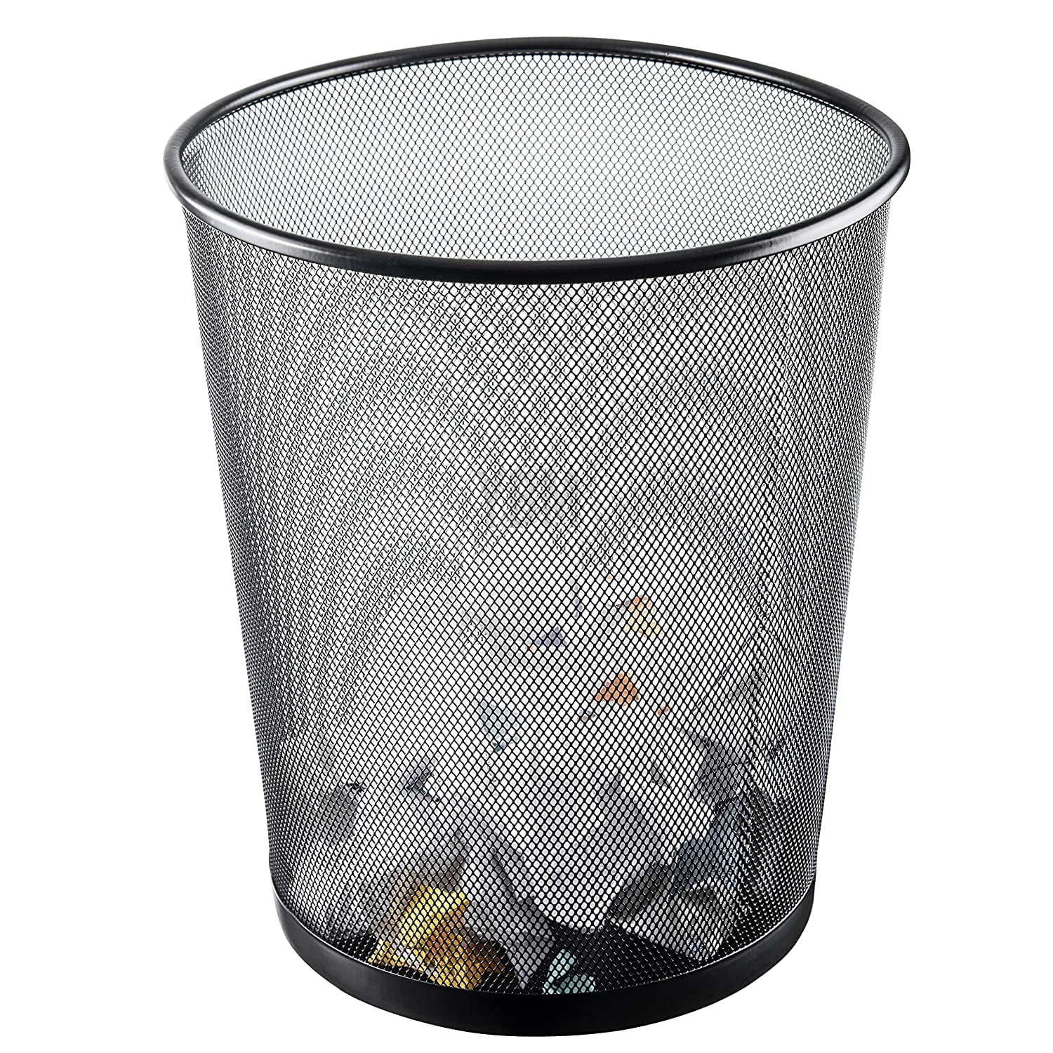 Ybm Home Black Steel Mesh Round Open Top Waste Basket Wire Bin Trash Can for Office Kitchen Bathroom Home 4.75 Gallon 2 Pack