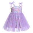 thumbnail image 2 of IBTOM CASTLE Toddler Baby Girls Boho Rainbow Tutu Floral Sequin Sleeveless Backless Ruffle Tulle Dress Princess Birthday Party Sundress 2-3 Years Purple Stars, 2 of 8