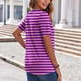 thumbnail image 3 of Plebaso T-Shirts à Rayures Col en V pour Femmes Manches Courtes Été Décontracté Blouses Amples pour Femmes, 3 of 7