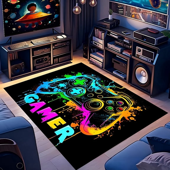 LAMIRO Gaming Rug for Boys Bedroom - Soft and Durable Gamer Carpet for Game Room Carpet