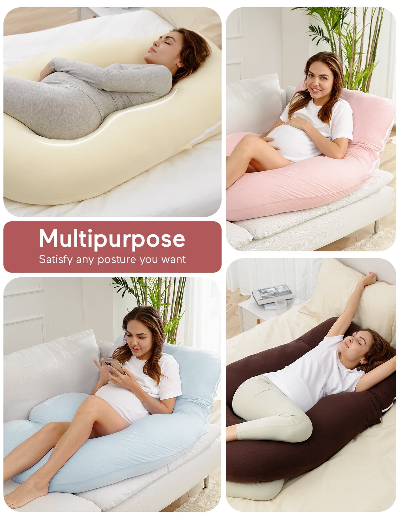 Momcozy - U Shaped Cooling Fabric Pregnancy Pillow - Gray