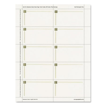 - Capital Gold Design Business Cards, 3 1/2 x 2, 65 lb Stock, Ivory,150/Pack