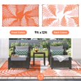 thumbnail image 3 of 9'x12' Outdoor Rugs for Patios, Yamaziot Patio Rug RV Mats, Waterproof Reversible Plastic Straw Camping Rug for Deck Porch Balcony Beach Tropical, Palm Leaf Orange, 3 of 8