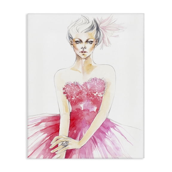 Stupell Industries Eclectic Female Pink Watercolor Dress Canvas Art, 16 x 20, by Elisaveta Stoilova