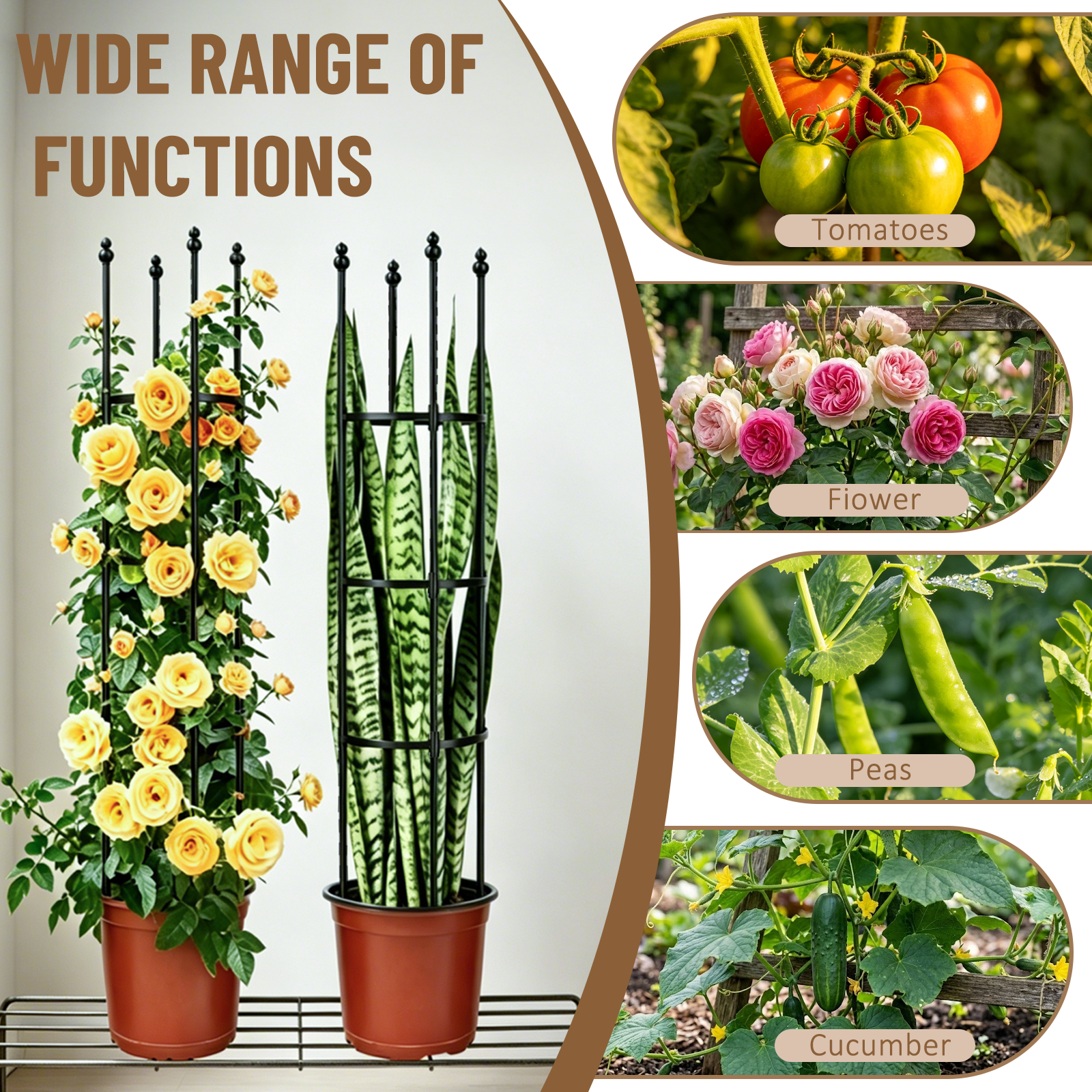 Garden Trellis, Tomato Cage Tall Plant Support Climbing Vines Flowers Stands Cucumber Trellis Plant cage(Tall 59 inches，2 Pack)