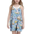 thumbnail image 2 of ATOGUTA Dress for Girls Casual Summer Spaghetti Straps Easter Romper Dresses with Pockets for Kid Size 3T-10. Multicolor, 2 of 6