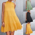 thumbnail image 1 of Gspmoly Robe pour Femmes, Mode Femmes Été Sans Manches à Col Rond Dos Nu Aguichant Couleur Unie Sans Bretelles au-Dessus du Genou Robe Robes de Vacances pour Femmes Cadeaux de Vacances, 1 of 5