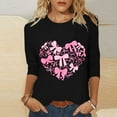 thumbnail image 2 of RKSTN Valentines Gift 3/4 Length Sleeve Womens Tops Oversized Crewneck Valentine Day Loves Heart Graphic Print Short Sleeve T Shirt Womens Casual Plus Size Round Neck Three Quarter Sleeve Tee Shirt, 2 of 6