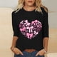 thumbnail image 2 of RKSTN Valentines Gift 3/4 Length Sleeve Womens Tops Oversized Crewneck Valentine Day Loves Heart Graphic Print Short Sleeve T Shirt Womens Casual Plus Size Round Neck Three Quarter Sleeve Tee Shirt, 2 of 6