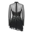 thumbnail image 4 of HULIJA Robe de Patinage Artistique pour Femmes Manches Longues en Mesh avec Strass Compétition de Danse Noire P, 4 of 7
