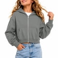 thumbnail image 5 of Girls Zip Up Hoodies Cropped Sweatshirt Lightweight Hooded Fall Jacket Teen Girl Back to School 2026 Light Gray 150, 5 of 5