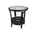 thumbnail image 7 of Malibu Handmade Natural Rattan Living Room Set of Round Coffee Table with glass and 2 Rocking Lounge Chairs with Cream Cushions, Dark Brown Color, 7 of 7