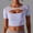 Light Blue, variant on Oplxuo Short Sleeve Gym Workout Crop Tops for Women Sexy Sheer Mesh Cutout Fitted Yoga Running Shirts Going Out Blouse